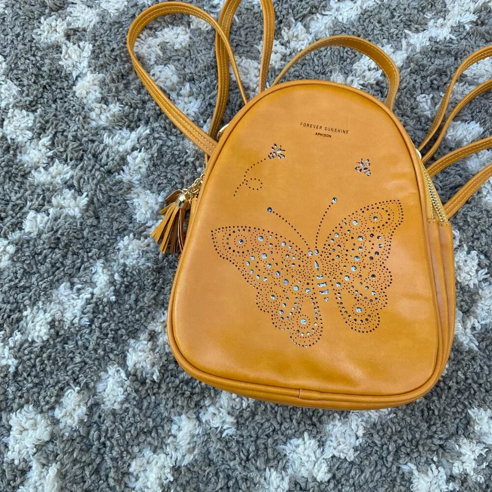 Butterfly Backpack Handbag Yellow Sequin Butterfly mini backpack